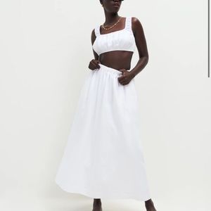 NWT Reformation Carine white linen midi pull on skirt